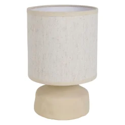 Lampe en lin et céramique écru h23cm E14 - Eterra