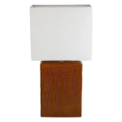 Lampe en lin et céramique brun h71cm E27 - Akene