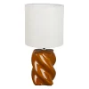 Lampe en lin et céramique camel h31cm E14 - Lumi