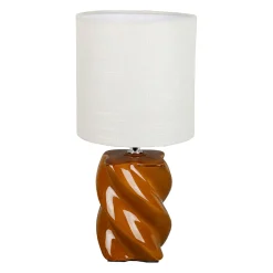 Lampe en lin et céramique camel h31cm E14 - Lumi