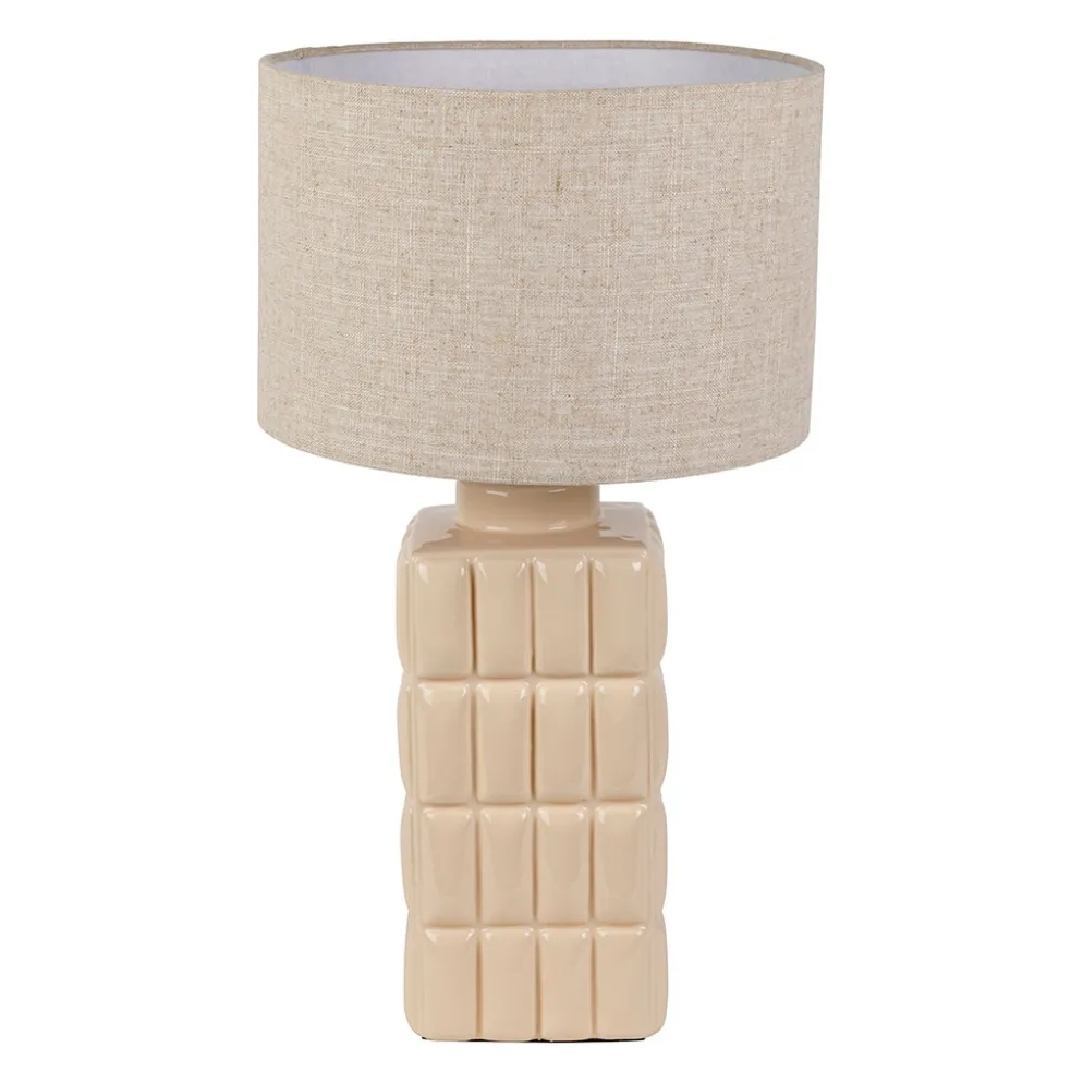 Lampe en lin et céramique beige h50cm E27 - Funy
