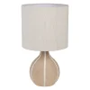Lampe en lin et céramique rayée nude et écru h32cm E14 - Paese