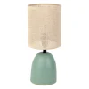 Lampe en lin et céramique sauge h33cm E14 - Jadea