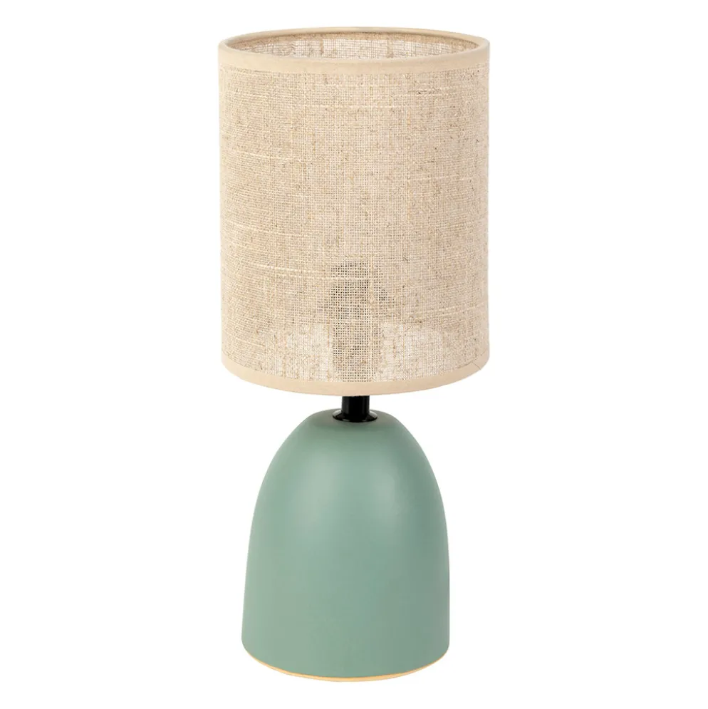 Lampe en lin et céramique sauge h33cm E14 - Jadea