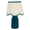 Lampe en lin et céramique bleu h38cm E14 - Romancero