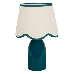 Lampe en lin et céramique bleu h38cm E14 - Romancero