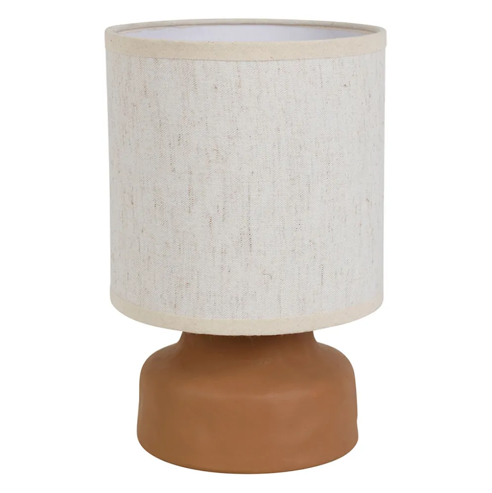 Lampe en lin et céramique terracotta h23cm E14 - Eterra