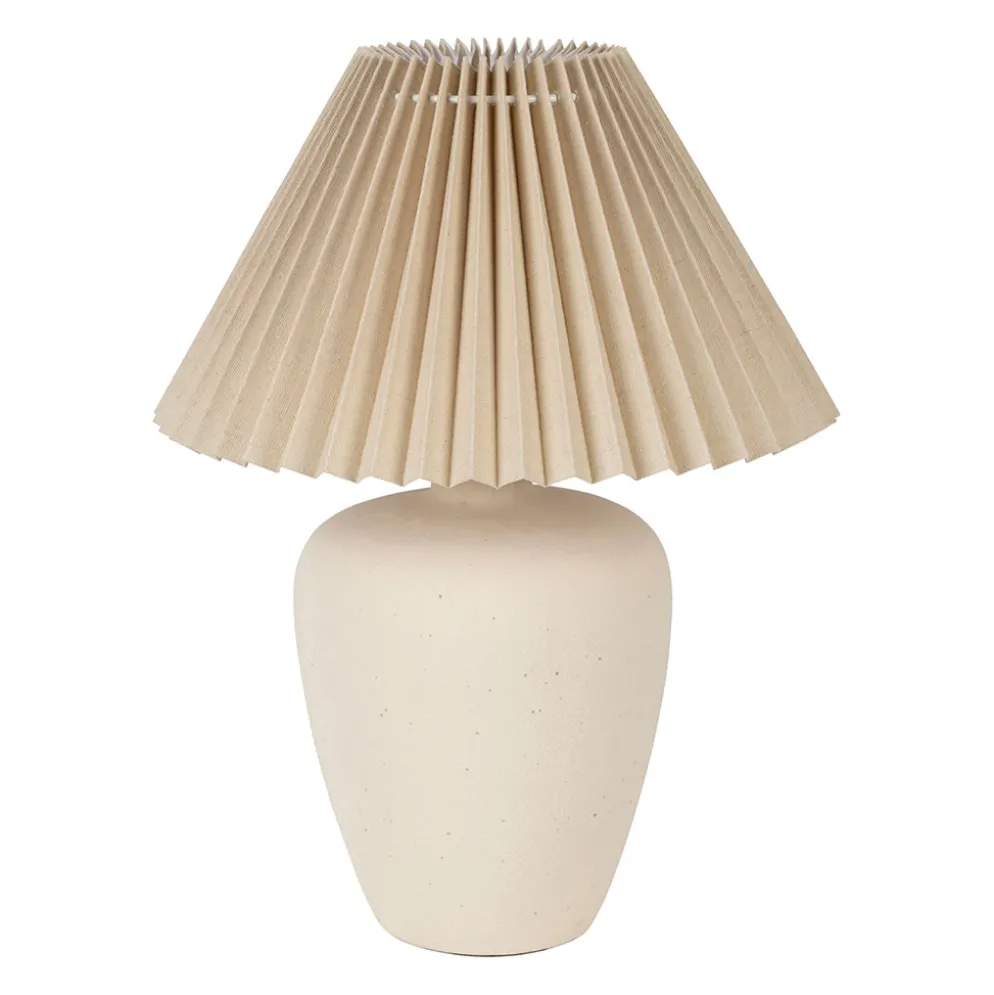 Lampe en lin et céramique écru h40cm E14 - Greeka