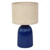 Lampe en lin et céramique indigo h28cm E14 - Essencia