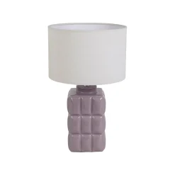 Lampe en lin et céramique violet h35cm E14 - Funy