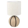 Lampe en lin et céramique rayée brun et noir h34cm E14 - Paese
