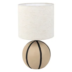 Lampe en lin et céramique rayée brun et noir h34cm E14 - Paese