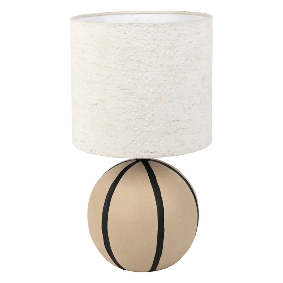 Lampe en lin et céramique rayée brun et noir h34cm E14 - Paese