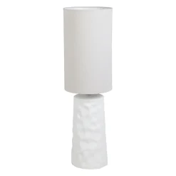 Lampe en lin et céramique blanc h79cm E27 - Farise