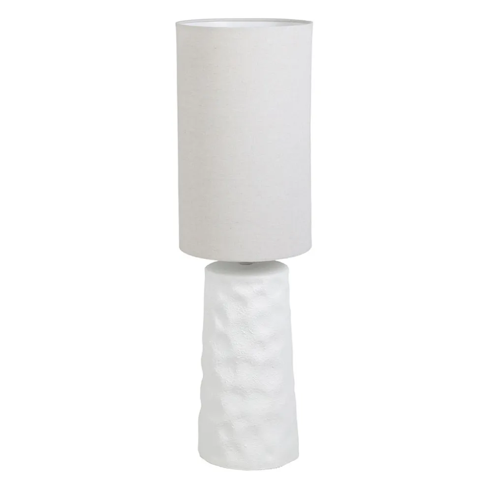 Lampe en lin et céramique blanc h79cm E27 - Farise