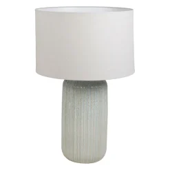 Lampe en lin et céramique gris clair moucheté h79cm E27 - Klaros