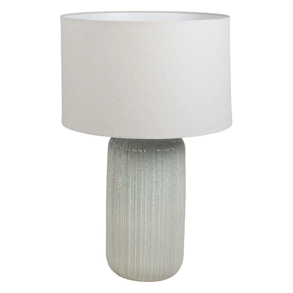 Lampe en lin et céramique gris clair moucheté h79cm E27 - Klaros