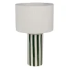 Lampe en lin et céramique rayée vert et écru h47cm E27 - Medi