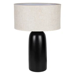 Lampe en lin et terre cuite noir h60cm E27 - Vita