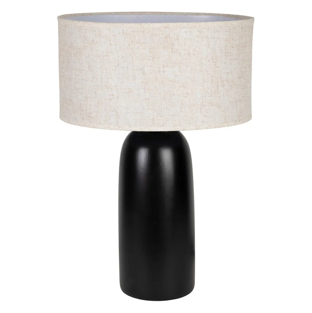 Lampe en lin et terre cuite noir h60cm E27 - Vita