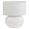 Lampe en lin et terre cuite blanc h50cm E27 - Tahra