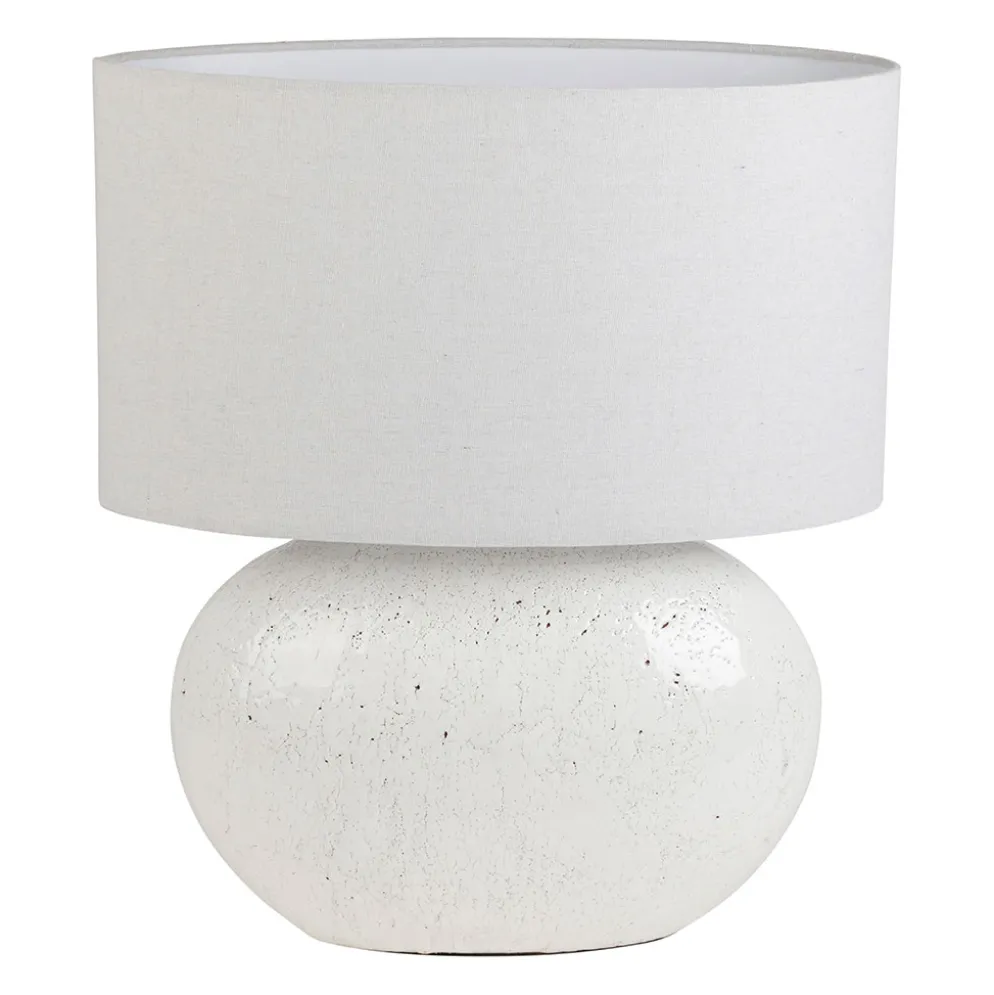 Lampe en lin et terre cuite blanc h50cm E27 - Tahra