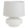 Lampe en lin et terre cuite blanc h45cm E27 - Tahra