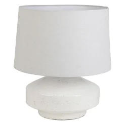 Lampe en lin et terre cuite blanc h45cm E27 - Tahra