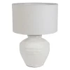 Lampe en lin et terre cuite blanc h48cm E27 - Tahra