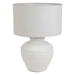 Lampe en lin et terre cuite blanc h48cm E27 - Tahra