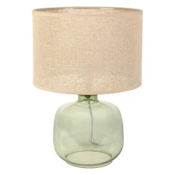 Lampe en lin et verre vert h36cm E14 - Celeste