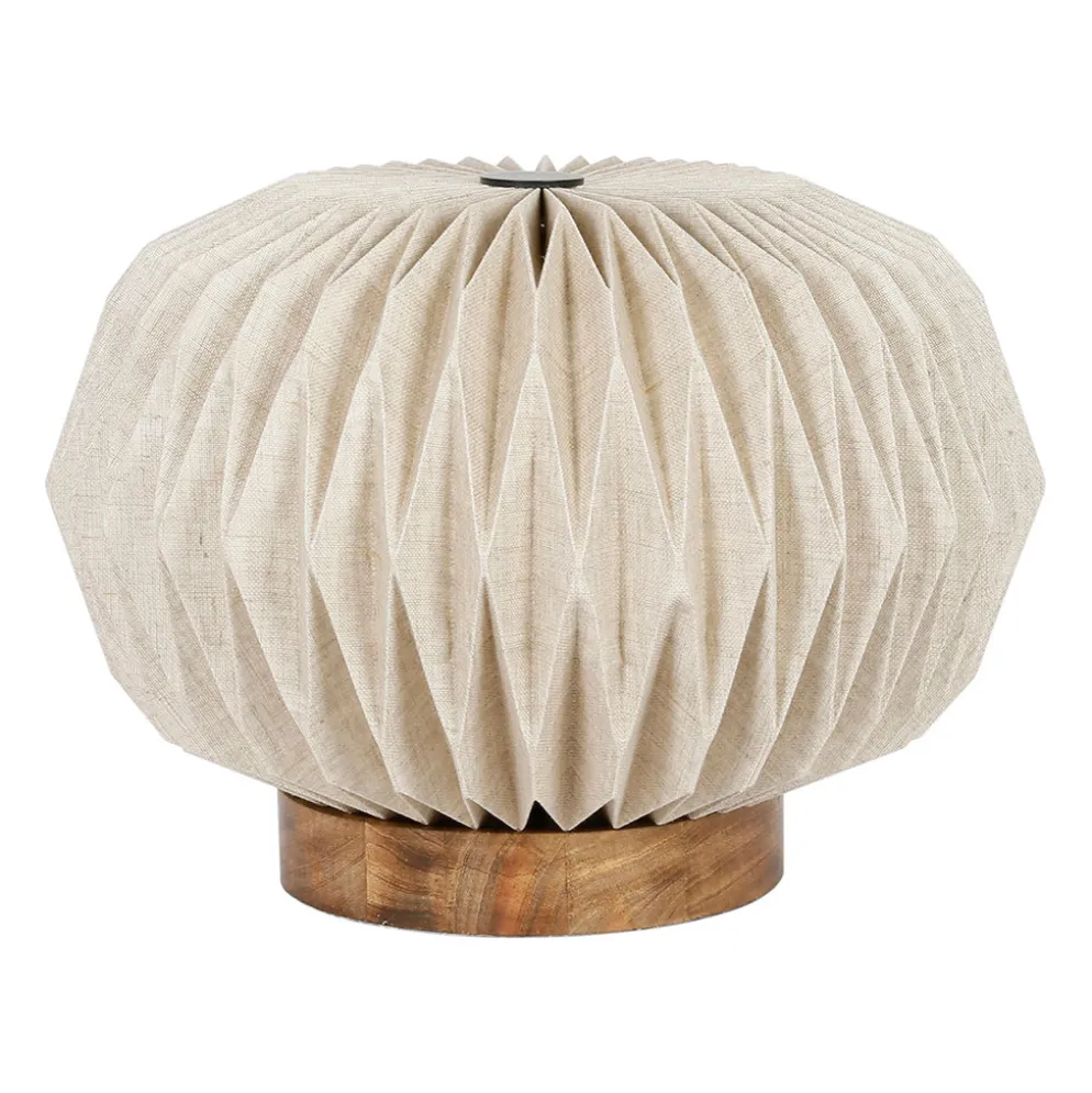 Lampe en papier, manguier et coton beige h31cm E27 - Fontelo