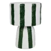 Lampe en porcelaine rayée émeraude et blanc h27cm G9 - Alaria