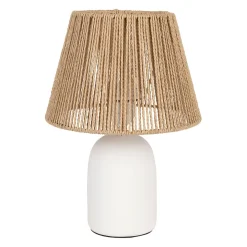 Lampe en raphia et terre cuite blanc mat h32cm E27 - Nira