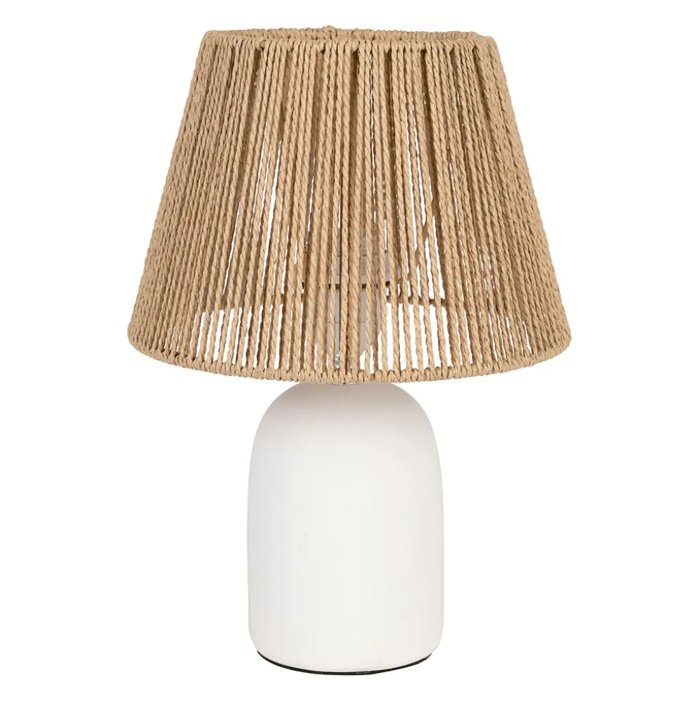 Lampe en raphia et terre cuite blanc mat h32cm E27 - Nira