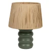 Lampe en raphia et terre cuite émeraude h36cm E27 - Nira