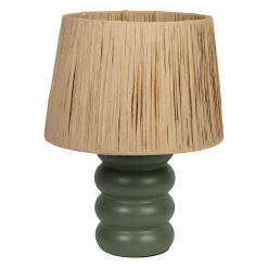 Lampe en raphia et terre cuite émeraude h36cm E27 - Nira