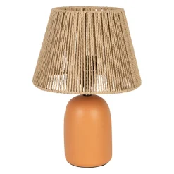 Lampe en raphia et terre cuite terracotta mat h32cm E27 - Nira