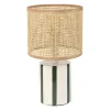 Lampe en rotin et céramique rayée émeraude et blanc h27cm E14 - Medi