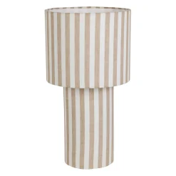 Lampe en tissu rayée beige et blanc h48cm E27 - Belly