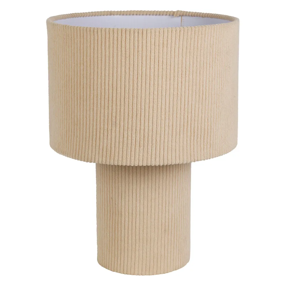 Lampe en velours côtelé écru h41cm E27 - Element