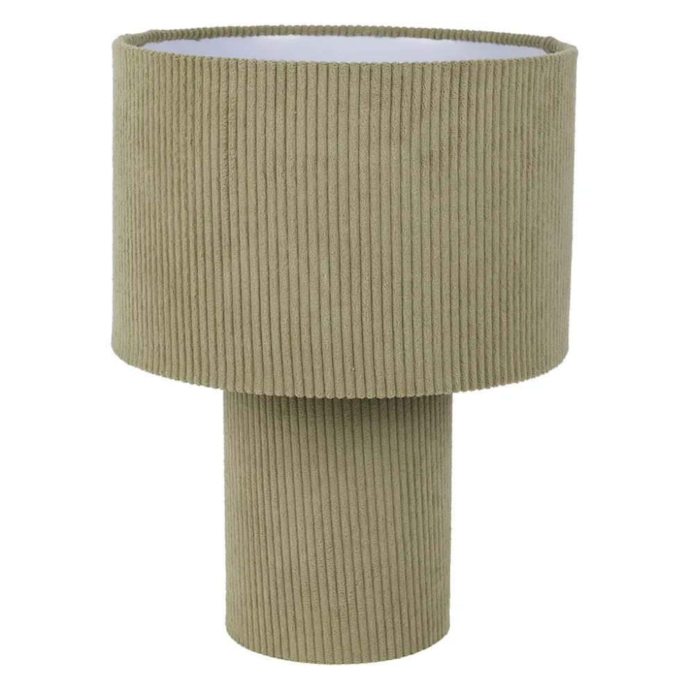 Lampe en velours côtelé vert h41cm E27 - Element