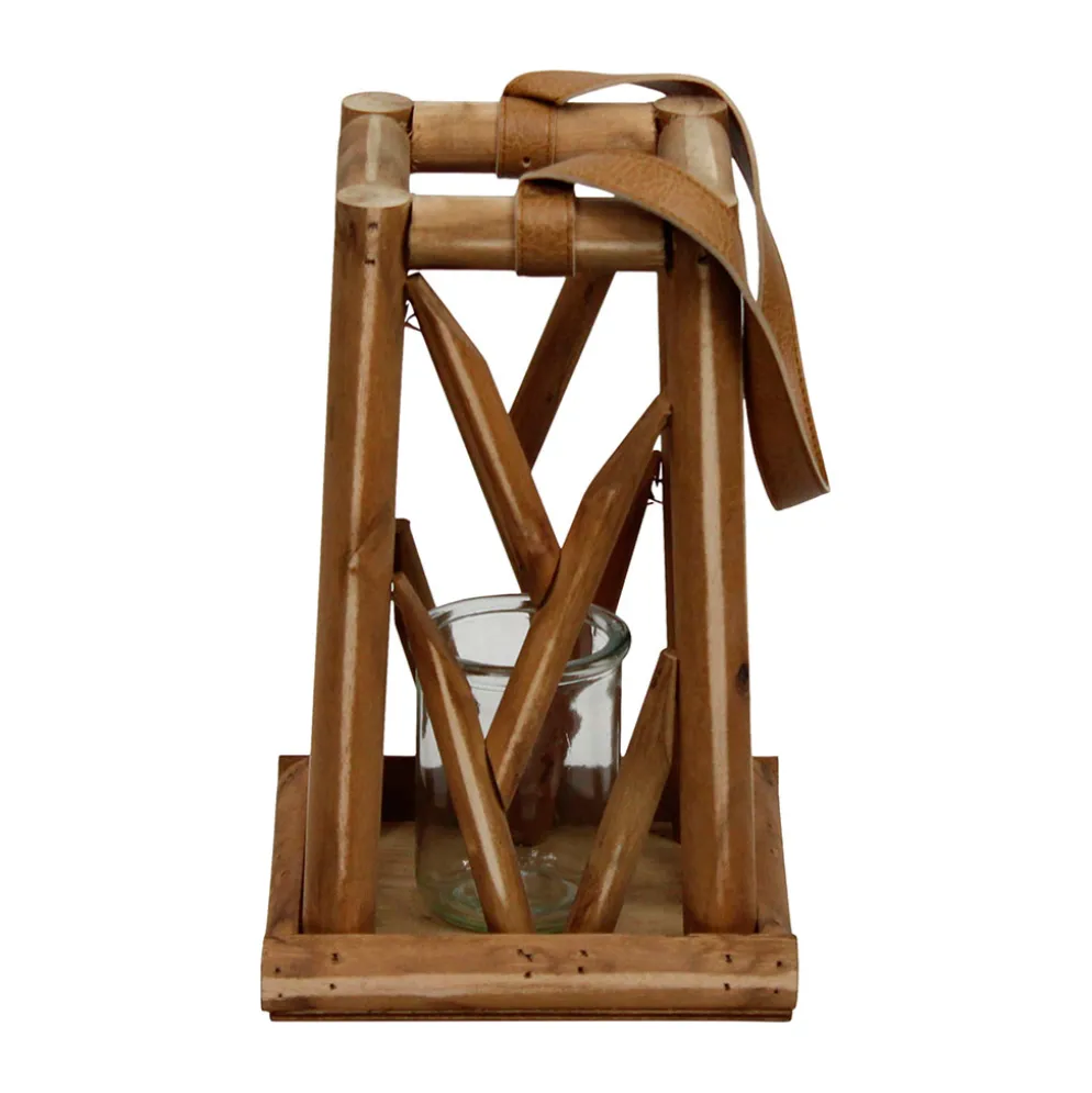 Lanterne en peuplier h28cm