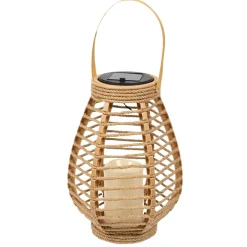 Lanterne solaire effet bougie naturel h26cm