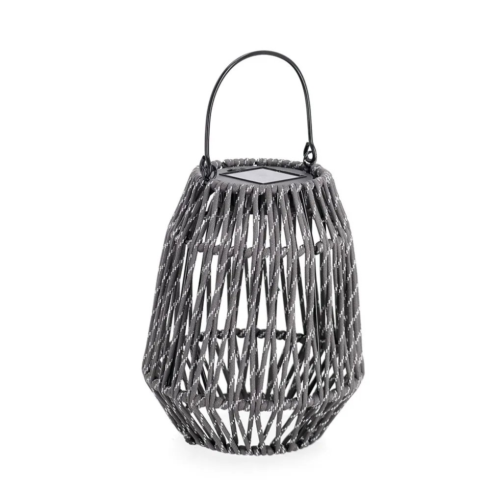 Lanterne solaire en acier gris h20cm - Taiki