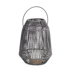 Lanterne solaire en acier gris h33cm - Taiki