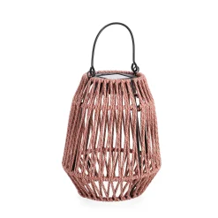Lanterne solaire en acier rouge h20cm - Taiki