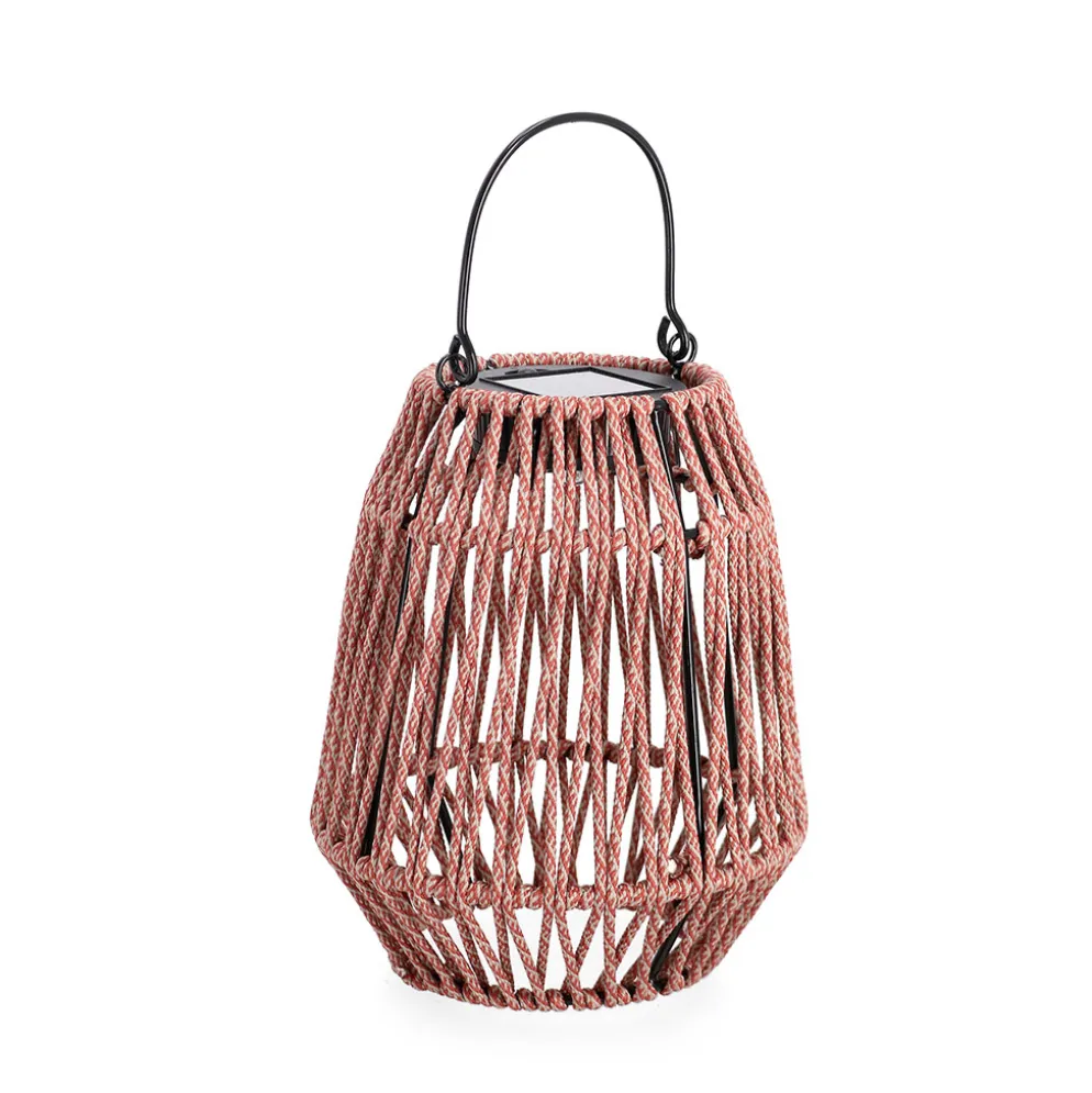 Lanterne solaire en acier rouge h20cm - Taiki