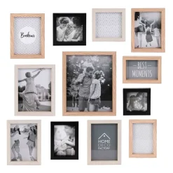Lot de 12 cadres photo naturel et noir