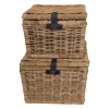 Lot de 2 coffres gigognes en rotin grisé - Java